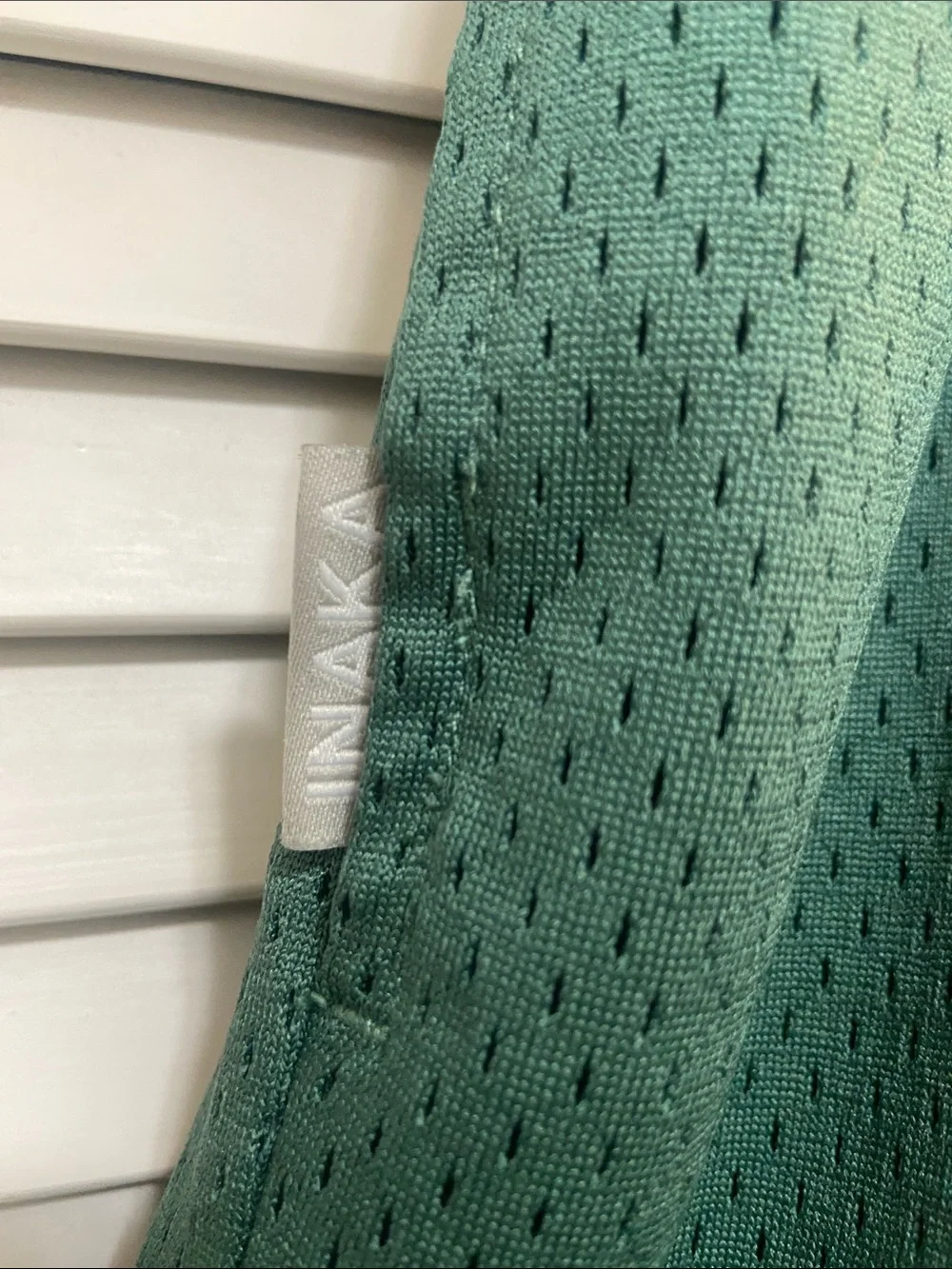 Inaka Power Green Mesh Athletic Shorts with Logo Patch - Picture 4 of 7